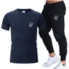 Summer Fashion Leisure Siksilk Brand Men Set Set Tracksuit Sportswear Track Suits Suits мужской футболка с коротким рукавами.