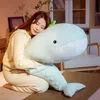 120 cm mooie blauwe whale pluche speelgoed schattige dieren grote haai pop zachte gevulde vis speelgoed kinderen meisjes xmas cadeau