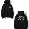 디자이너 Antis Hoodie 유럽 남성 스웨터 여성 스웨터 Socials Asscer Hoodie Cotton Labels 힙합 편지 인쇄 Oversized Fashion Jacket