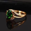 녹색 돌 에메랄드 컬러 로즈 골드 반지 여성용 여성용 반지