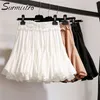 Surmiitro White Black Chiffon Summer Shorts kjol kvinnor mode koreansk hög midja tutu veckad mini estetik kjol kvinnlig 220701