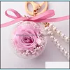 Ghirlande di fiori decorativi Forniture per feste festive Giardino domestico Fiore di rosa conservato in palla acrilica Portachiavi Nappa immortale Gif romantica