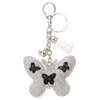 Rhinestone Butterfly Velvet Charm Pendant Fringe Key Rings Car Tassel Bag Keychains Romantic Dazzling 80x65mm