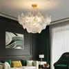 Luz de estilo italiano Luxo Luxo Shell Chandelier Sala de estar pós-moderna Vidro atmosférico LED luzes Quarto sala de jantar