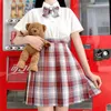의류 세트 여자 kawaii 유니폼 치마 세트 한국 일본식 JK 학교 섹시 애니메이션 옷 학생 격자 무늬