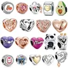 New s925 Sterling Silver Charm Loose Beads Round Beaded Love Heart Original Fit Pandora Bracelet Panda Pendant Classic Fashion DIY Ladies Mom Jewelry Gift