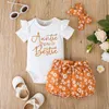 Ensembles de vêtements Vêtements pour bébés pour filles Summer Fashion Lettre Imprimé Bodys Tops Shorts Bandeaux Tenues pour bébés Enfants Bebes Costumes de joggingClo