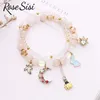 Braccialetti con ciondoli Rosa Sisi Stile coreano Estate Fresca Regalo per studenti per ragazza Conchiglia oceanica Sirena Simpatico braccialetto elastico Gioielli da donna