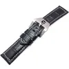 HENGRC 22 24mm cinturino cinturino uomo nero marrone cinturino in vera pelle fibbia ad ardiglione in acciaio inossidabile es accessori G220420