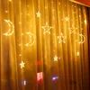 Saiten Vorhang Lichterketten mit Sternen Mond 8 Beleuchtungsmodi Twinkle Home Decor für Schlafzimmer Hochzeit Valentinstag Hintergrund D30LED LED
