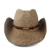 Moda kadınlar içi boş batı kovboy şapka bayan baba plaj sombrero hombre saman panama cowgirl caz güneş kapağı boyutu 5658cm 220813