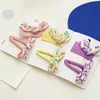 2 Piece Children Fabric Floral Bow-tie Hair Barrettes Korean Girl Water Drop Alloy BB Hair Clips Colorful Ponytail Scrunchies Bang Edge Hairpins Ornaments