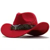 Wome Men Black Wool Chapeu Western Cowboy Kapelusz Dżentelmen Jazz Sombrero Hombre Cap Cowgirl Hats Rozmiar 56-58cm