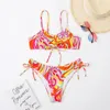 Kobiety stroje kąpielowe seksowny trójkąt bikini zestaw kwiatowy koronkowy 2022 Push Up Swimsuit Kobiet Micro-Thong Baking Kąciki