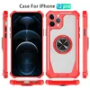 Porte-anneau de voiture transparent coques de téléphone pour iPhone 13 12 Pro Xs Max XR XS 8 7 Plus Samsung S20 S21 S22 Ultra A22 A33 A53 A73 Moto G50 G51 E40 Antichoc Anti Chute Armure Couverture