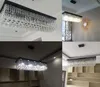 Kolye lambaları siyah dikdörtgen restoran avizesi Avrupa Led kristal modern basit ışıklar yaratıcı yatak odası lamba lambası