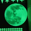 30cm Moon 435pcs Stars Dots Green Luminous Wall Sticker Children Room Ceiling Stairs Wallpaper Fluorescent Mural Decals 220607