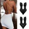 Women Shapewear Faja Waist Trainer Shaper Body Tummy Shaper Deep V Bodysuit Clear Strap Backless Plunge Thong Push Up padded Bra 23314395