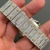 Stijlvol op maat gemaakt hiphop luxe design roestvrij staal Iced Out Diamonds Moissanit horloge XXIJb 271j