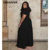 Plus Size Jurken FAGADOER Casual Print Losse Vloer Vrouwen Ronde Hals Korte Mouw Gewaad XL-5XL Mode Streetweat Vestiods 2022