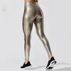 Femmes Metallic Lustre Yoga Pantalon Élastique Sexy Brillant Vêtements De Sport Fitness Leggings Taille Haute Gym Sportswear Y2K 220627