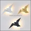 Lámpara de pared Home Deco El Suministros Jardín Moderno Led Nordic Iron Bird 2W Sala de estar Apliques de noche Luminaria Dormitorio Pasillo Decoración Escalera Ligh