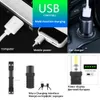 USB 충전식 코브 작업 라이트 눈부심 LED 손전등은 캠핑 유지 보수 등에 적합한 강력한 자석 및 고리가 있습니다.