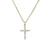 America Europe Popular CZ Cross Pendant Necklace Gold Silver Plated Jewelry