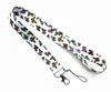 Partihandel Cartoon 100 Set Leopard Print Flower Card Holder Lanyard Keychains Accessory USB ID Badge Holder Keys Cord Neck Rem Mobiltelefonband LANYARD GENTER #025