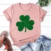 Women's T-Shirt Shamrock Shirt St Patricks Day Irish Gift Clover Graphic Tee St. Leopard Woman Tshirts Lucky TeeWomen's