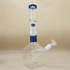 13.7 In Hookah Bong Glass Clear Pure Blue Cube Base Water Bongs Tobacco Smoking Bubbler Smoke Pipes Bongs Bottles