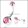 Navel Bell Button Rings Body Jewelry 316L Stainless Steel Belly Poercing Soild Titanium With T Dh5O7