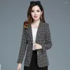 Women's Suits & Blazers Autumn Winter Women's Plaid Business Formal Jackets Vintage Fashionable Office Lady Checkered Wild Work