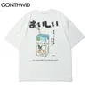 GONTHWID Футболка Уличная одежда Harajuku Японские футболки с молочным принтом Хип-хоп Модные хлопковые летние повседневные свободные футболки Топы 220505