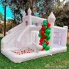 Ticari Düğün Şişirilebilir Bouncer Bouncy Castle Beyaz Mini Sıçrama Evi Kombo Çocuklar için Slayt Top Çukuru