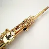 Golden B-Key Professional Soprano Saxophone S-901 Model Oorspronkelijke structuur Messing Goud vergulde rechte pijp Slastische instrument