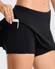 Vårens sommarkvinnor Tenniskjolar veckade Lu Yoga kjol Gymkläder Kvinnor som kör Fitness Golf Pants Shorts Sport Back midjan Pocket dragkedja