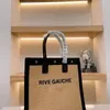 2022 Tendencia de moda Bolso de mujer Rive Gauche Tote bolso de compras Bolsos de mujer de lino superior Bolsos de playa grandes Bolso de viaje de diseñador Crossbody Bolso de hombro Cartera Totes