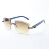 Neu Bouquet Blue Diamond 3524023 Buffs Sonnenbrille mit natürlichen blauen Holzbügeln und 58 mm geschliffenen Gläsern, Dicke 3 mm. Kostenloser Versand