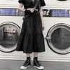 HOUZHOU Gonne lunghe gotiche Donna Goth nero Gonna midi patchwork a vita alta Estate stile giapponese Harajuku Punk Streetwear 220317