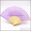 Party Favor Event Supplies Festive Home Garden Hand Held Fan Wedding Gift Luxurious Silk Folding Dance Decoration Solid Color Groups Gifts