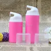 50ml 80ml Rose Red Airless Pump Bottles White Head Plastic Botella de envasado al vacío Envases cosméticos 100 unids / lote