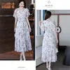 Casual Robe Midi Jurk White Dress Vintage Szyfonowe sukienki Sukienki Summer Vestido Floral Vestiti Donna Eleganti ete vestidos 220517