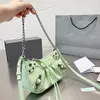 2022-Designers Bolsa Bolsa Mulheres Bolsa Bolsa de ombro Moda Madeira Feminino Chain Chain Burse Burse Crocodile Couro Rivet Pacote Estilo