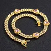Hip Hop Schmuck Big Love Herz Tennis Kubanische Kette Halsketten Armbänder Fußkettchen Bling Luxuriöse Diamant Halskette für Frauen Mädchen Jubiläumsgeschenk