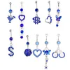 YYJFF AQ10-001 Belly Navel Button Ring Mix 10 Styles Aqua.Colors 10 PCS Crown Dream Catcher Owl