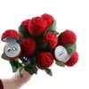 Emballage cadeau 1Pc Rose fleur avec tige anneau boîte velours créatif bijoux emballage vitrine pour mariage fiançailles ValentineGift