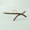 Montatura per occhiali semplice 3524012 con gambe in legno arancione e lenti da 56 mm per unisex