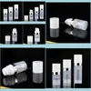 Lege 5 ml 10 ml 15 ml Airless flessen Clear Vacu￼mpomplotionfles met Sier Line Cosmetic Packaging SN1306 Drop Delivery 2021 Verpakking van