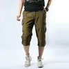 Homme Shorts Multi Poche D'été Lâche Fermeture Éclair Culotte Kaki Gris Plus La Taille Pantalon Court Casual Coton Noir Long Mens Cargo 220325